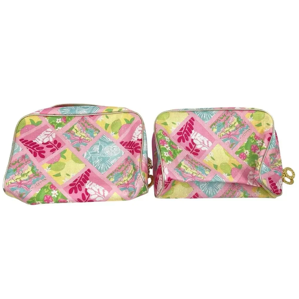 Estée Lauder x Lilly Pulitzer set of 2 colorful cosmetic bags